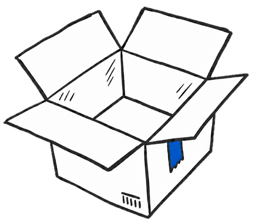 An open empty cardboard box